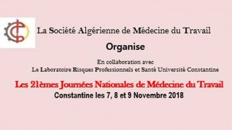 21èmes journées nationales de médecine du travail - 7, 8 et 9 Novembre 2018 à Constantine