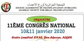 Le 11ème Congrès National  de la Société Algérienne de Transplantation dOrganes (S.A.T.O)- Les 10 au 11 Janvier 2020 au centre familial de la C.N.A.S,  Ben-Aknoun